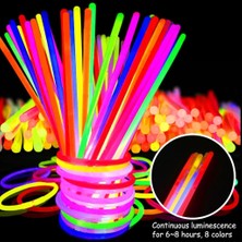 Renkli Nessiworld Karanlıkta Yanan Parlayan Fosforlu Glow Stick Çubuk Bileklik 50 Adet