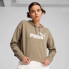 Puma Ess Cropped Logo Kadın Bej Kapüşonlu Sweatshirt 58686967