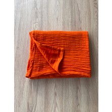 Platanus Organik Pamuk Çift Kat Turuncu Müslin Örtü (100X100)