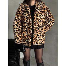 Leopar Desenli Cepli Trend Peluş Hırka
