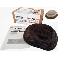 Toupee.tr MP7473 Monofilament Protez Saç Erkekler İçin - Protez Saç - Toupee For Men - Doğal Dalgalı İnsan Saçı - Remy Saç - %130 Saç Yoğunluklu Saç Değiştirme Sistemi