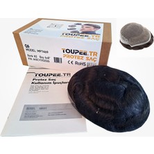 Toupee.tr MP7469 Q6 Protez Saç - Erkekler İçin Protez Saç - Toupee For Men - Doğal Dalgalı İnsan Saçı - Dayanıklı Remy Saç - %130 Saç Yoğunluklu Saç Değiştirme Sistemi, 6x8" Boy #2 En Koyu Kahverengi