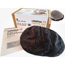 Toupee.tr MP7469 Q6 Protez Saç - Erkekler İçin Protez Saç - Toupee For Men - Doğal Dalgalı İnsan Saçı - Dayanıklı Remy Saç - %130 Saç Yoğunluklu Saç Değiştirme Sistemi, 8x10" Boy, #4 Orta Kahverengi