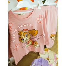 İsobel Kids Paw Petrol Fitilli Interlok Kız Pijama Takımı Gül Kurusu - 3-4