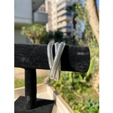 Moonjy Çelik Silver 3'lü Spiral Döngü Kelepçe Bileklik