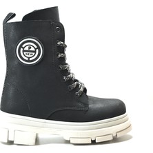 Onlo Ayakkabı PC.0012 Siyah Bej Fermuarlı Kız Çocuk Postal Bot