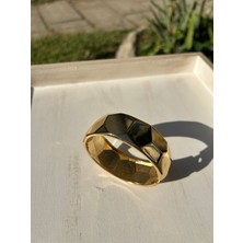 Moonjy Çelik Gold Kübik Detaylı Kelepçe Bileklik