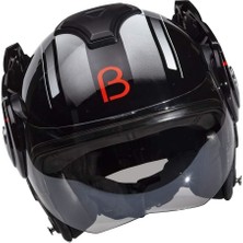 Kaly Beon B 702 Reverse Tam Açılır Kask Siyah Beyaz Kırmızı M