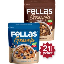 Fellas Granola 2'li Paket - Yaban Mersini & Kuruyemişli 200g + Fındık & Kakaolu 200g