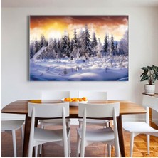 Zevahir Mobilya Dekorasyon 120x80 Cm Kar Manzara Kanvas Tablo