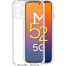 CepStok Samsung Galaxy M52 Kılıf Şeffaf 3D Kamera Lens Korumalı Silikon