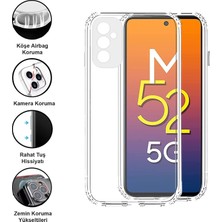 CepStok Samsung Galaxy M52 Kılıf Şeffaf 3D Kamera Lens Korumalı Silikon