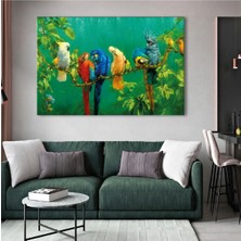 Zevahir Mobilya Dekorasyon 120x80 Cm Hayvanlar Alemi Renkli Papağanlar Kanvas Tablo