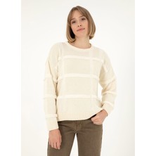 U.s. Polo Assn. Bisiklet Yaka Oversize Krem Kazak Kadın Peter