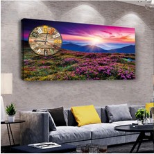 Zevahir Mobilya Dekorasyon Doğa Manzara 100 X 50 Cm Saatli Kanvas Tablo