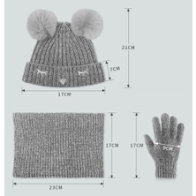 Hongxin Çocuk Artı Kadife Şapka Eşarp Eldiven Üç Parçalı Takım (Yurt Dışından)