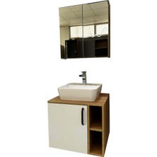 Banyo Dolabı Mdf 65 cm Çanak Lavabolu Kulplu