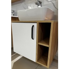 Banyo Dolabı Mdf 65 cm Çanak Lavabolu Kulplu