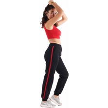 ASN Concept Kadın Kırmızı Şeritli Siyah Eşofman Altı