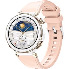 Gökmen Aksesuar Huawei Watch Gt5 Pro 42MM Uyumlu Zore KRD-129 Silikon Kordon Strap Kayış-Pembe