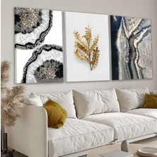 Zevahir Mobilya Dekorasyon Kolaj Çizim 3'lü Kanvas Tablo