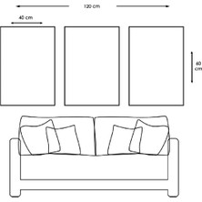 Zevahir Mobilya Dekorasyon Kolaj Çizim 3'lü Kanvas Tablo