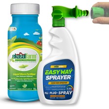 EkosolFarm Sıvı Solucan Gübresi 1 Litre + Easy Way Hortum Ucu Sprayer Ewb - Çim ve Tüm Bahçe Bitkileriniz İçin