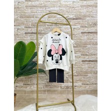 Ladin Store Yeni Sezon Kız Çocuk Minnie Mouse Baskılı Pamuklu Şardonsuz Taytlı 2'li Takım