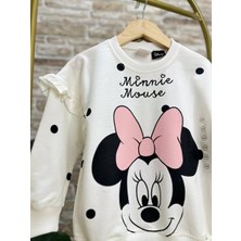 Ladin Store Yeni Sezon Kız Çocuk Minnie Mouse Baskılı Pamuklu Şardonsuz Taytlı 2'li Takım