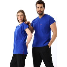 Bflex Unisex Likralı Yarasa Kol Tek Üst - 6411 Saks Mavi Soft