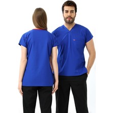 Bflex Unisex Likralı Yarasa Kol Tek Üst - 6411 Saks Mavi Soft