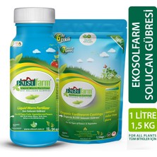 EkosolFarm Sıvı Solucan Gübresi 1 Litre + 1,5 Kg Katı Formda Solucan Gübresi