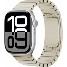 Bulut Aksesuar Apple Watch 7 45MM Uyumlu Krd-35 Metal Kordon-Starlight