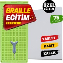 Braille Eğitim Seti 9 (75'li) (9 Satırlı Braille Tablet, Braille Kalem, 75'li Braille Yazı Kağıdı)