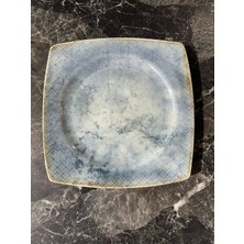 Güral Porselen 21 cm 6 Prç. Mavi Eskitme Desenli Pasta Tabağı