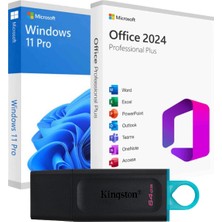 Windows 11 + Office 2024 Pro Plus Kurulum Dosyalı - Yazılım Etkinleştirme Anahtarı İçeren USB Bellek 64GB