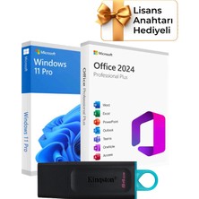 Windows 11 + Office 2024 Pro Plus Kurulum Dosyalı - Yazılım Etkinleştirme Anahtarı İçeren USB Bellek 64GB