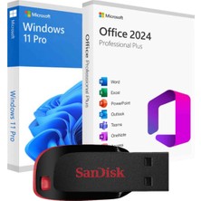 Windows 11 + Office 2024 Pro Plus Kurulum Dosyalı - Yazılım Etkinleştirme Anahtarı İçeren USB Bellek 16GB