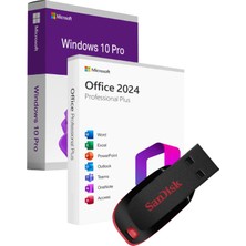 Windows 10 + Office 2024 Pro Plus Kurulum Dosyalı - Yazılım Etkinleştirme Anahtarı İçeren USB Bellek 16GB