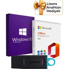 Windows 10 + Office 2021 Pro Plus Kurulum Dosyalı - Yazılım Etkinleştirme Anahtarı İçeren USB Bellek 64GB