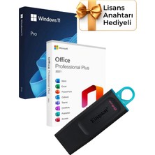 Windows 11 + Office 2021 Pro Plus Kurulum Dosyalı - Yazılım Etkinleştirme Anahtarı İçeren USB Bellek 64GB