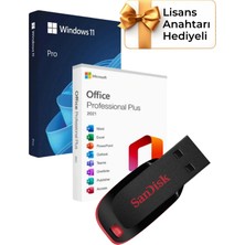 Windows 11 + Office 2021 Pro Plus Kurulum Dosyalı - Yazılım Etkinleştirme Anahtarı İçeren USB Bellek 16GB