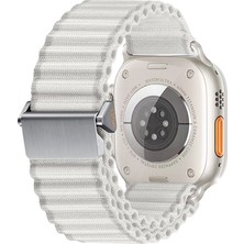 YuccaTech Watch 10 46MM Uyumlu Zore KRD-123 Naylon Kumaş Hasır Örgülü Kordon-Beyaz