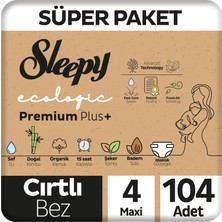 Sleepy Ecologic Premium Plus Süper Paket Bebek Bezi 4 Numara Maxi 104 Adet 