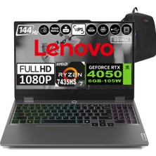 Lenovo Loq 15ARP9 Amd Ryzen 7 7435HS Ddr5 32GB 2tb SSD RTX4050-6GB 300NITS 15.6" 144Hz Fhd Windows 11 Home Taşınabilir Bilgisayar 83JC00CRTRH07 + Zetta Çanta