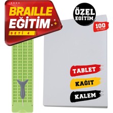 Braille Eğitim Seti 4 100'LÜ (4 Satırlı Braille Tablet, Braille Kalem, 100'LÜ Braille Yazı Kağıdı)