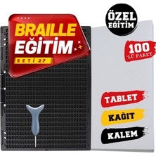 Braille Eğitim Seti 27 100'LÜ (27 Satırlı Braille Tablet, Braille Kalem, 100'LÜ Braille Yazı Kağıdı)