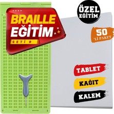 Braille Eğitim Seti 9 (50'li) (9 Satırlı Braille Tablet, Braille Kalem, 50'li Braille Yazı Kağıdı)