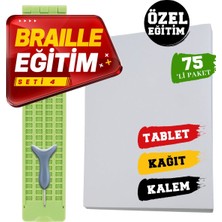 Braille Eğitim Seti 4 (75'li) (4 Satırlı Braille Tablet, Braille Kalem, 75'li Braille Yazı Kağıdı)