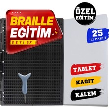 Braille Eğitim Seti 27 (25'li) (27 Satırlı Braille Tablet, Braille Kalem, 25'li Braille Yazı Kağıdı)